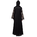 A-line party wear abaya with Resham embroidery work- Black